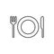 Plate and cutlery line icon