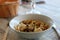 Plate of cuttlefish on the table of a restaurant