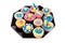 Plate with decorated cupcakes