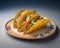 Plate of delicious mexican tacos. Generative AI