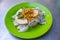 Plate of delicious Vietnam steamed rice rolls- Banh Cuon