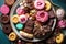 plate with diverse selection of sweet treats, from cookies and candies to cupcakes and pastries