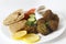 Plate of falafel with breat and salad
