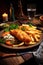 Plate of Fish and Fries on Table