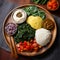 Plate of flavorful Rwanda& x27;s Ugali with Isombe