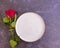 Plate flower rose a  background, dining restaurant dishware