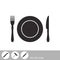 Plate, fork and knife. Cutlery icon. A set of icons