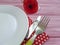 Plate fork knife red poppy