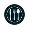 Plate, fork, spoon and knife icons - for stock