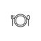 Plate with fork and spoon line icon