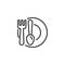 Plate fork spoon line icon
