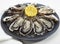 Plate with French Marennes d`Oleron Oysters, ostrea edulis and Lemon