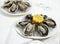 Plate with French Marennes d`Oleron Oysters, ostrea edulis and Lemon
