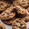 A plate of freshly baked chocolate chip cookies, still warm2