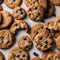 A plate of freshly baked chocolate chip cookies, still warm3