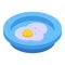 Plate fried egg icon, isometric style