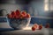 plate full of fresh strawberries on table surface