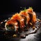 plate of gourmet sushi rolls, showcasing the delicate artistry of the sushi chef by AI generated