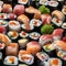 A plate of gourmet sushi rolls with unique and colorful ingredients4