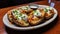 Plate of greasy and decadent loaded potato skins