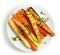 Plate of grilled colorful carrots