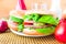 Plate hamburgers wooden mat