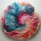 A plate that has some very pretty colored feathers on it. Digital image.