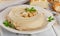 Plate of Healthy Creamy Hummus.