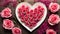 Plate heart, rose flower wedding greeting setting table stylish festive february date