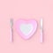 Plate heart shape with knife and fork