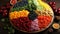 A plate of Indian sweets and delicacies arranged in the shape of the Indian tricolor