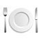 Plate, knife and fork