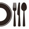 Plate, knife, fork and spoon