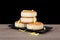 A plate of moon cakes for the Mid-Autumn Festival with chrysanthemum petals