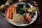 plate of perfectly cooked vegetables and grains, ready for sous-vide slow cooking