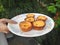 Plate of Portuguese egg custard tarts