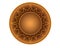 Plate is a pottery folk product. A small ceramic plate with a pattern in the form of the sun - a vector full-color picture. Tradit