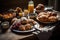 plate of rustic breads and pastries, ready for breakfast or brunch