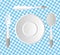 Plate Setting on a blue table cloth