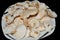 Plate of Shiitake mushrooms cultivate the traditional organic way