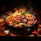 Plate of Sizzling Delights in a Vibrant Art Style