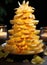 A plate of sliced apples arranged in a christmas tree, AI