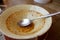 Plate of soup remains