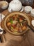 Plate soup spoon teapot glasses table rice bowl sapo duck