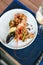 Plate of  Spanish Seafood Paella