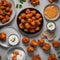 A plate of spicy buffalo cauliflower bites with a side of ranch dressing3