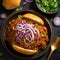 A plate of steaming hot pav bhaji