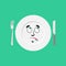 Plate surprised Emoji. Empty dish isolated astonished emotion