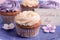 Plate with tasty cupcakes, closeup. Mother\\\'s day celebration