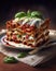 Plate of tasty lasagna with ragu. Generative AI